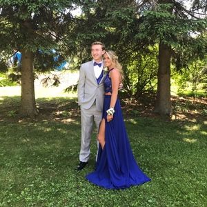 Ellie Wilde Navy Blue Two Piece Prom Dress